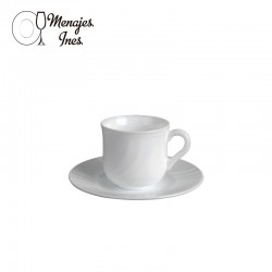 Taza con platillo EBRO Vidrio Opal Templado 100cc/16cm. BORMIOLI.