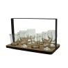 Set 8 vasos licor con bandeja bambu con asa