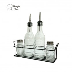 Alcuza de Vidrio base Metálica 4 piezas