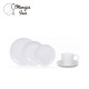 Juego 30 piezas Loza blanca. Plato base / Plato hondo / Plato entrada. Taza con platillo.
