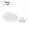 Juego 30 piezas Loza blanca. Plato base / Plato hondo / Plato entrada. Taza con platillo.