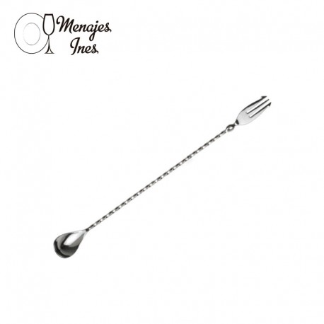 Cuchara bar punta tridente 30cm. Acero inoxidable.